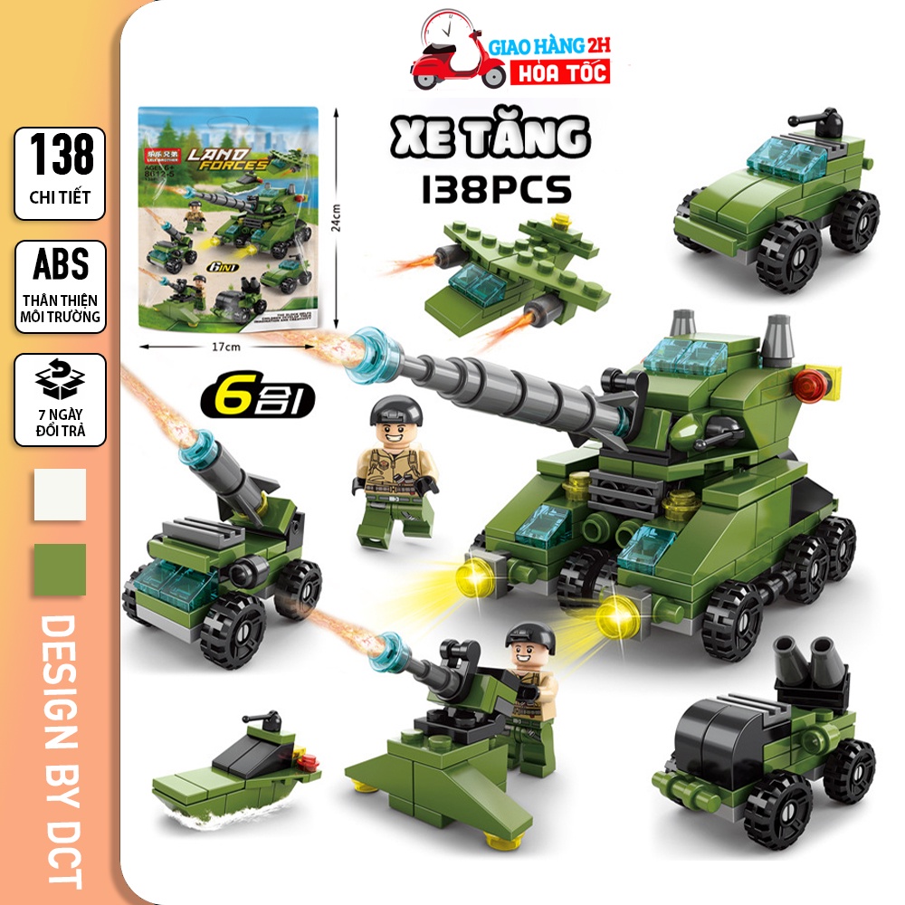 Đồ chơi lắp ráp Lego xe tăng , đồ chơi lego xe tăng bọc thép cho bé, 138 chi tiết