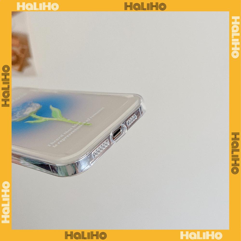 iPhone Case Luxury Silicone Soft Case Clear Case Shockproof Protection Camera Blue Rose Flower Compatible For iPhone 11 iPhone 13 Pro Max iPhone 12 Pro Max iPhone 7Plus iPhone xr