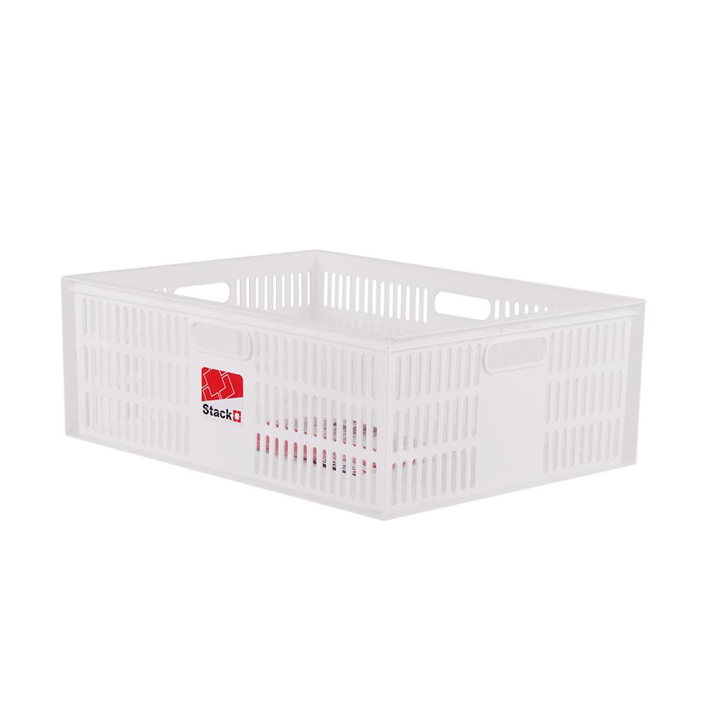 HomeBase STACKO Rổ nhựa để đồ có thể xếp chồng lên nhau DT-41 Thái Lan W47xD36xH17cm Trắng