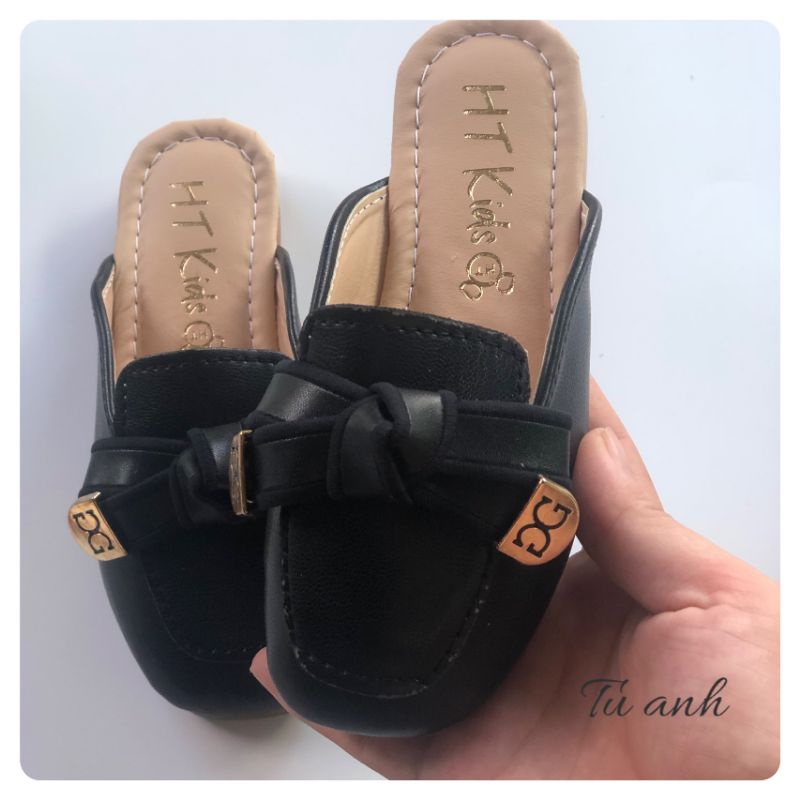 Giày sục nơ xinh da PU mềm đế chống trơn cho bé gái