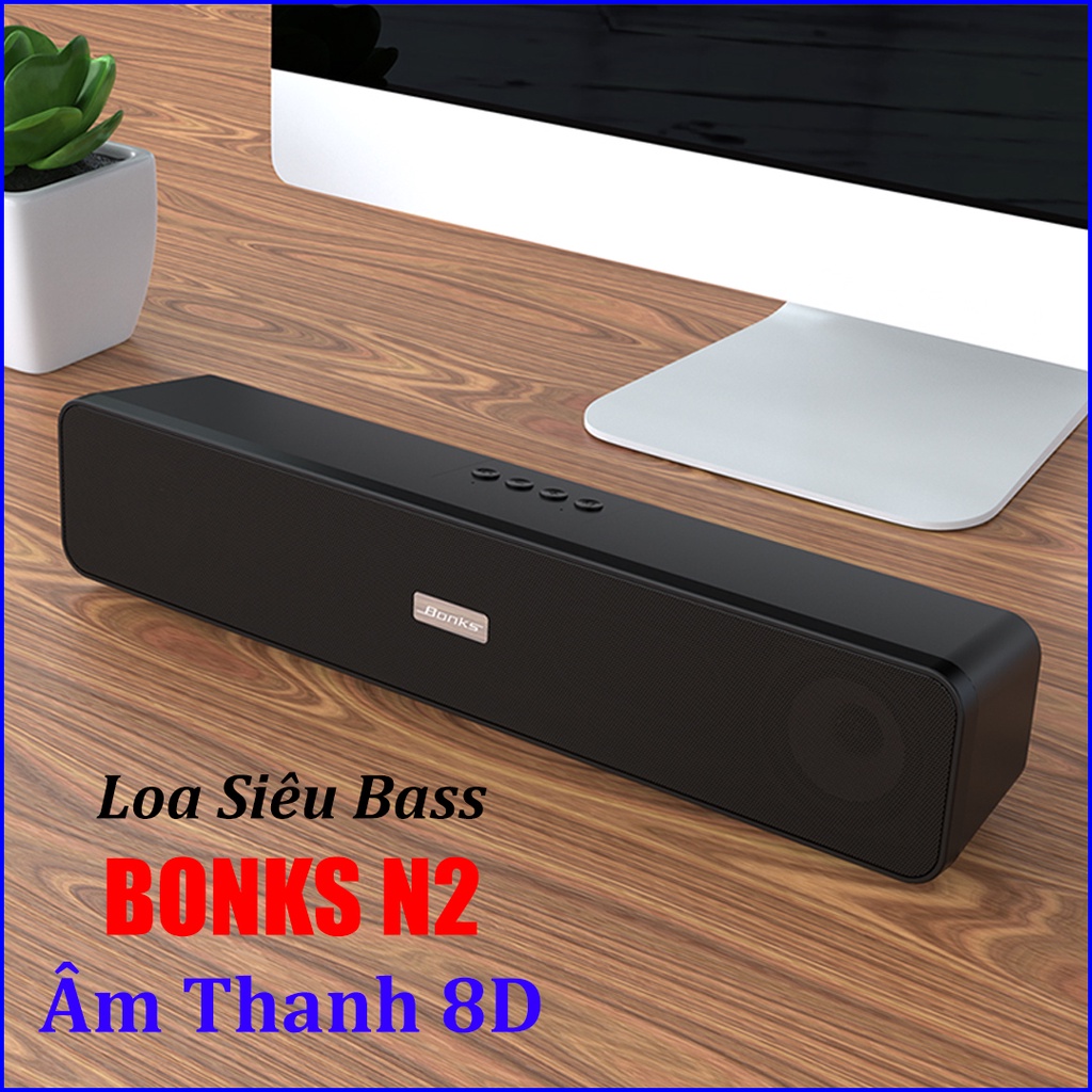 Loa Bluetooth Bonks N2 Bass Cực mạnh, Nghe Nhạc 8D kết nối USB, TF 32Gb, Pin Trâu - Tặng Kèm jack 3.5mm