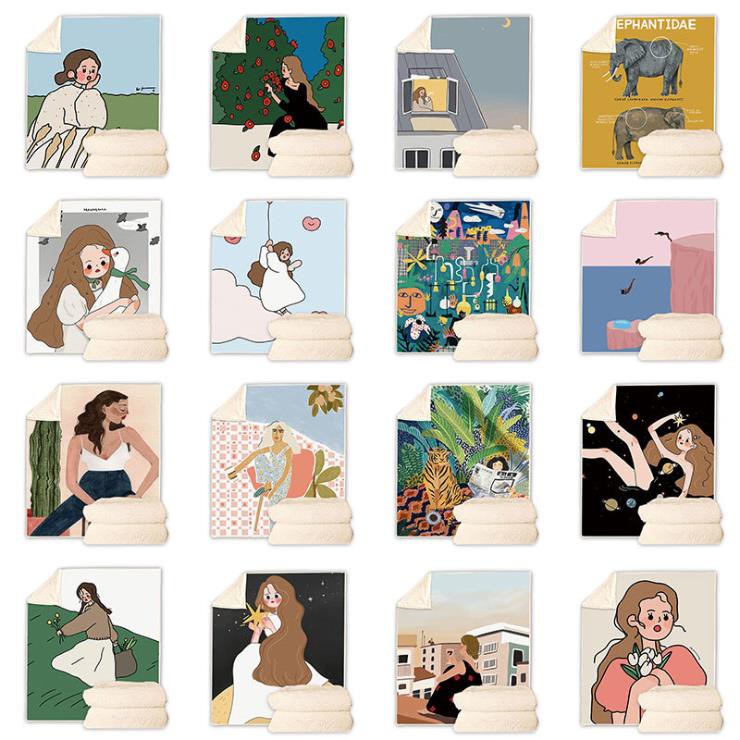 Vải treo tường trang trí hình cô gái đáng yêu (Có Sẵn)