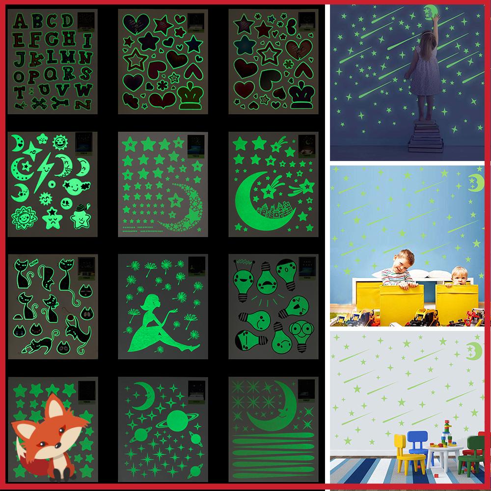 Miếng Dán Tường Dạ Quang Hình Ngôi Sao Hoạt Hình Trang Trí Phòng Ngủ Cho Bé DIY