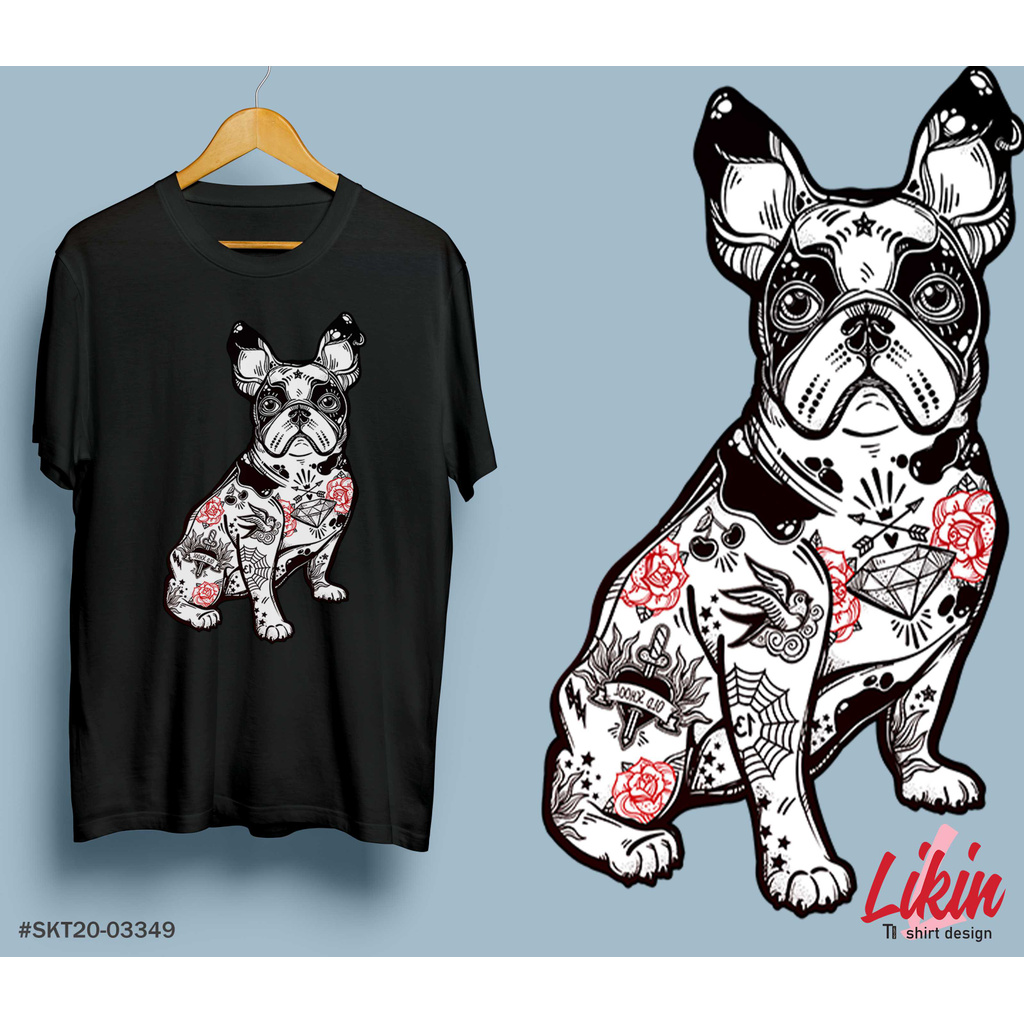 Áo Thun Unisex Đen - Hoạt hình chú chó pug xăm hình chất ngầu Unisex Cao Cấp SKT20-03349
