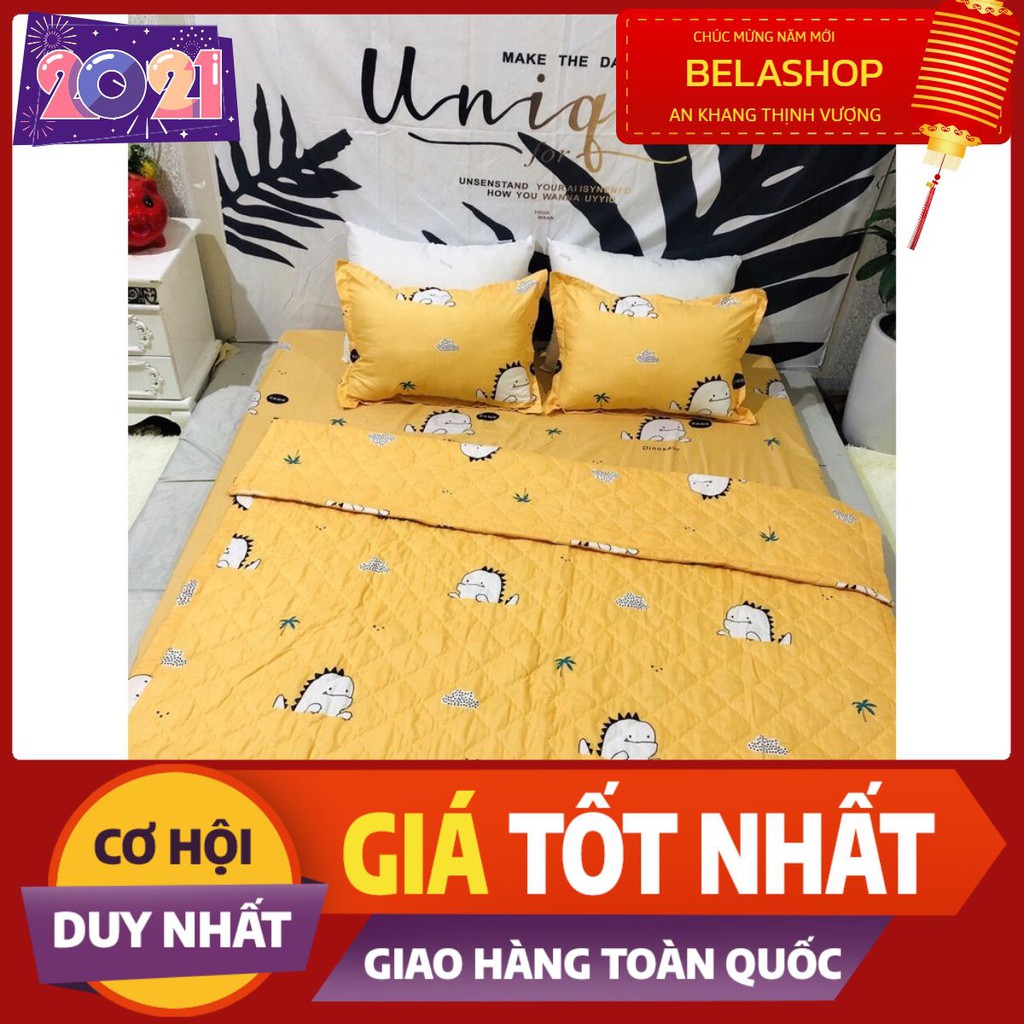 Chăn hè thu trần bông 3 lớp poly,mền trần bông,mẫu khủng long vàng