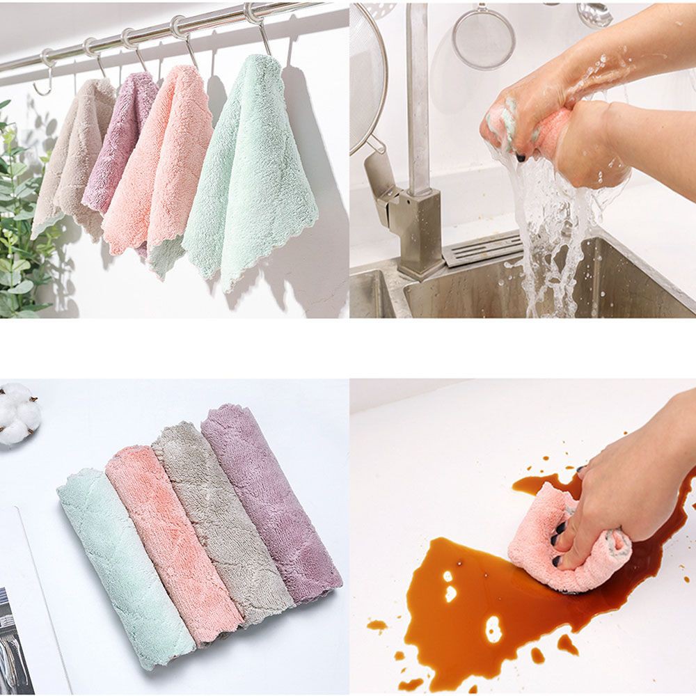 Tấm vải lau làm sạch nhà bếp thấm hút tốt nhiều màu dễ thương