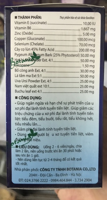 ✅[ CHÍNH HÃNG] BoniMen- Hỗ Trợ Điều Trị Phì Đại Tuyến Tiền Liệt( Mua 6 Tặng 1 Bằng Tem Tích Điểm)