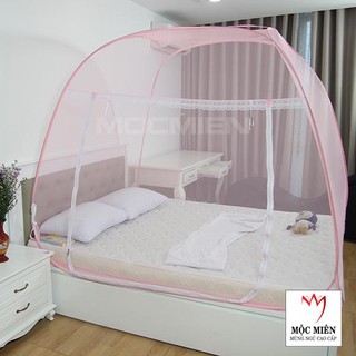 Màn Chụp Tự Bung Cao Cấp Mộc Miên Đỉnh Rộng -  Không Viền Chân Hoạ Tiết