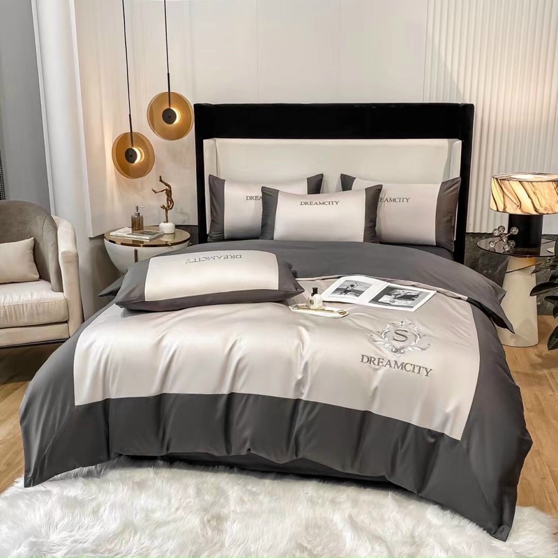 Bộ Chăn Ga Gối Dream City Lụa Cotton 4 Món Cao Cấp Phối Màu Sang Trọng Mẫu Mới Nhất 2023