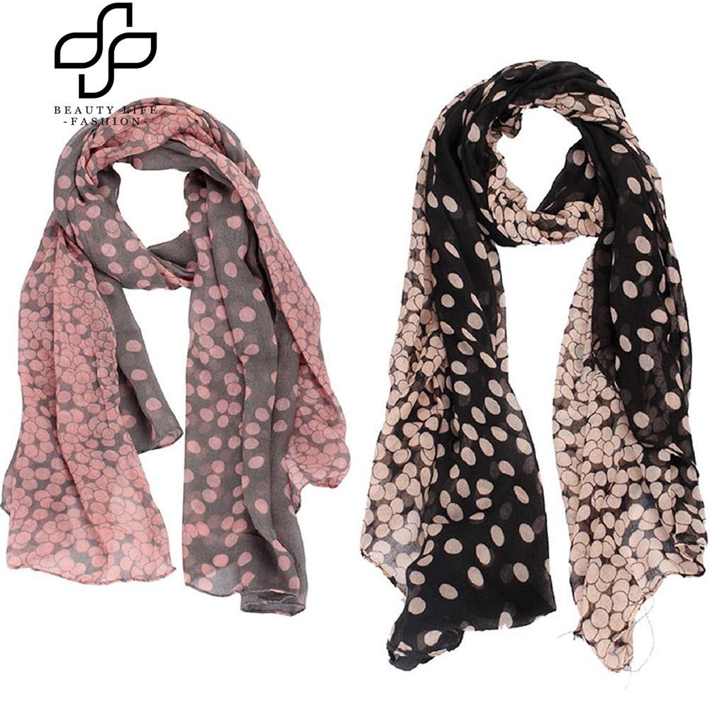 Khăn choàng cổ voan chấm bi 2 màu