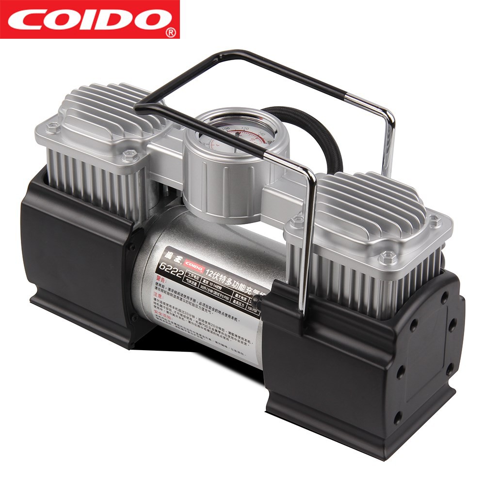 Bơm lốp Coido 2 xilanh kép 6222 350W chuẩn chính hãng Coido