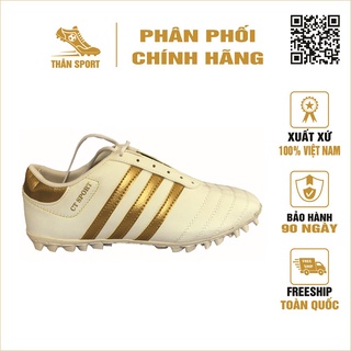 Giày đá bóng 3 sọc đế cao su khâu full đế - Đinh TF sân cỏ nhân tạo, dầy dặn chắc chắn, da PU cao cấp, full size 38-43