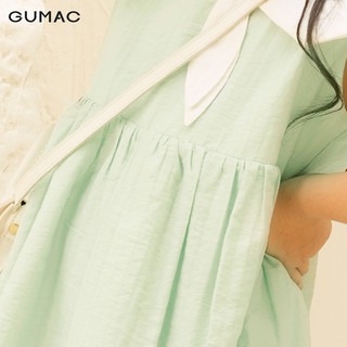 Đầm phối lá cổ trắng DKA10125 GUMAC