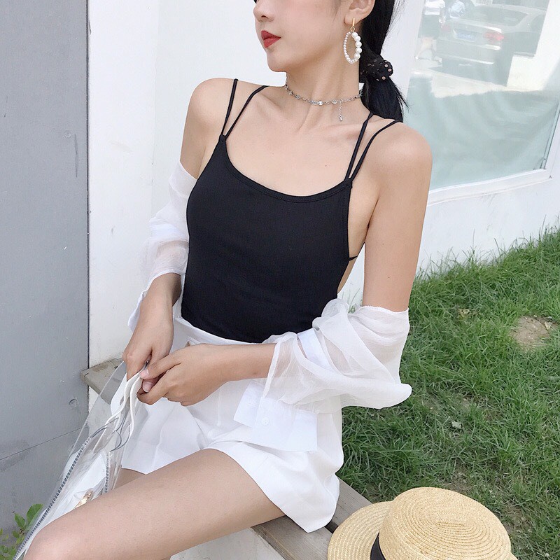 Áo thun lưng trần đan dây chéo có đệm ngực cực sexy 116