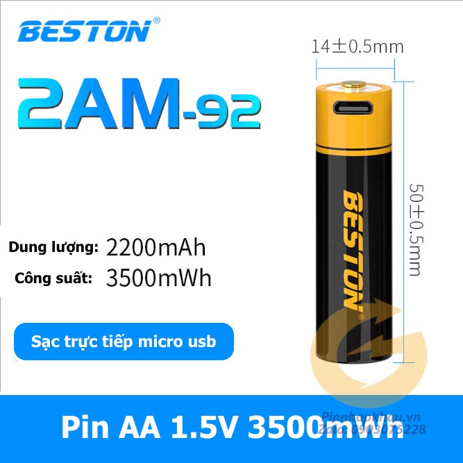 Pin sạc AA 1.5v Beston sạc trực tiếp trên pin 2220mWh - 2800mWh - 3500mWh - Bảo hành 1 đổi 1 trong 1 tháng