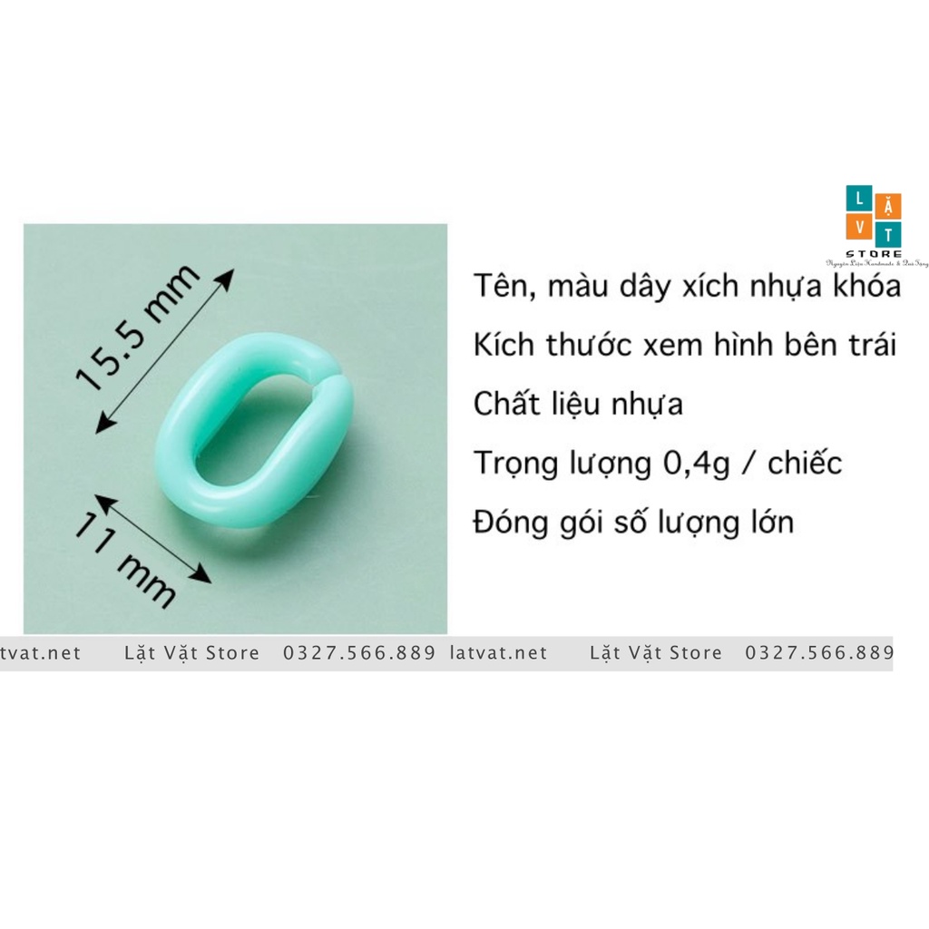 10 cái Mắt xích nhựa màu pastel, làm dây xích, dây chuyền, dây đeo khẩu trang, đồ DIY quà tặng - Mối nối nhựa ghép