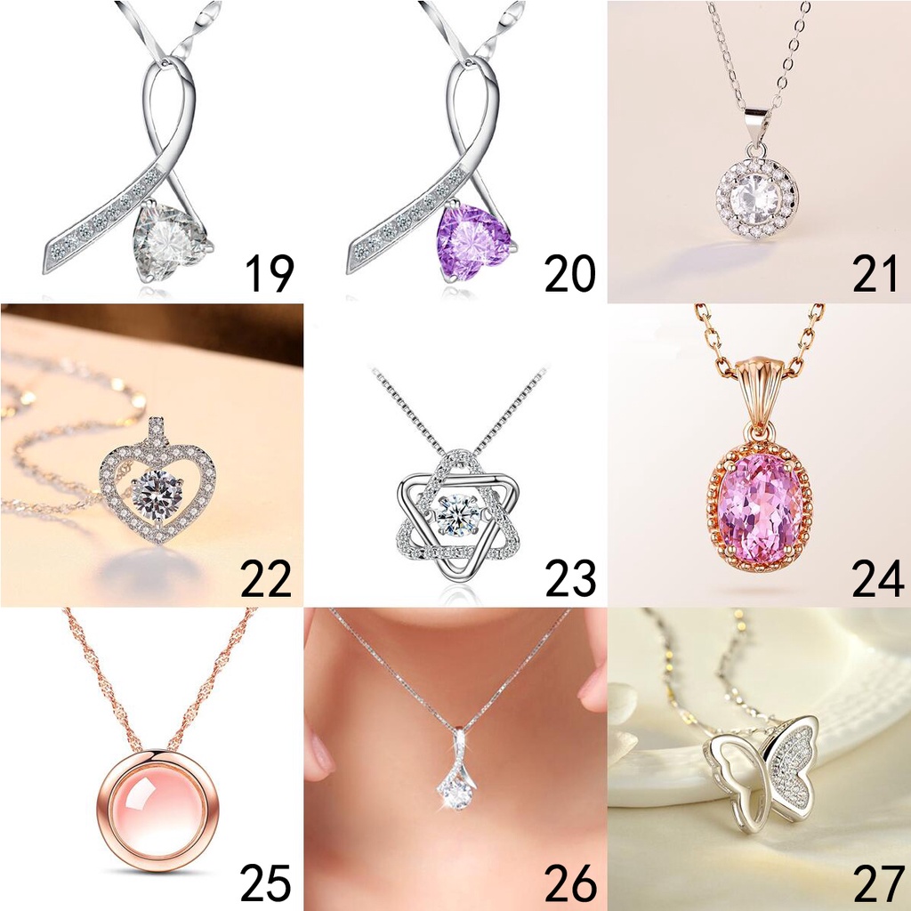 Mặt dây chuyền bạc 925 hình trái tim đính đá pha lê nhân tạo nhiều kiểu dáng thời trang tuỳ chọn cho nam và nữ 004
