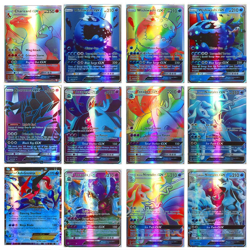 bnq-echo 120Pcs 115 GX + 5 MEGA Pokemon Cards Holo Flash Trading Cards Bundle Mixed LOT-r5d