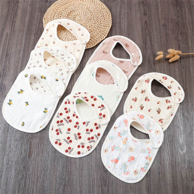 Yếm Ăn In Hoa Thoáng Khí Có Khóa Cài Có Thể Điều Chỉnh Cho Bé 0-12 Tháng Tuổi