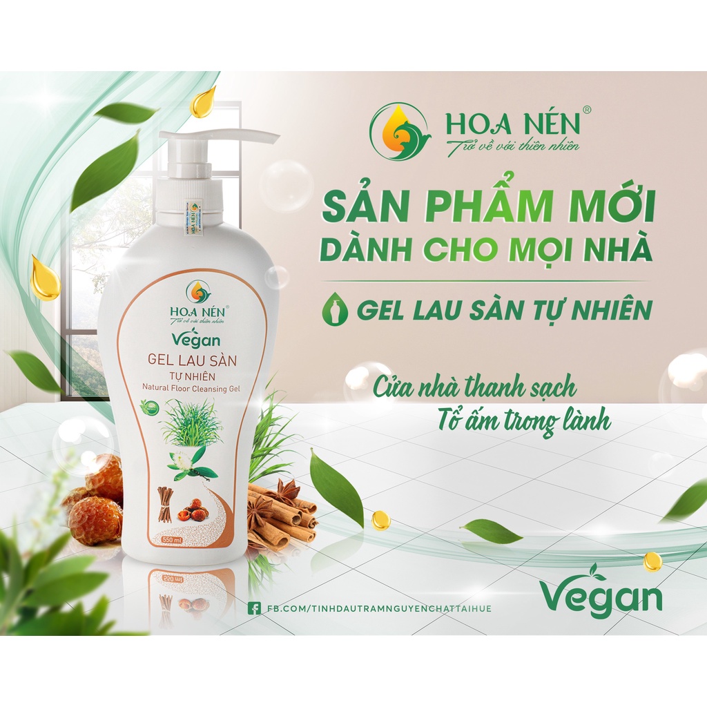 Gel lau sàn thiên nhiên Hoa Nén 500ml, an toàn cho gia đình bạn