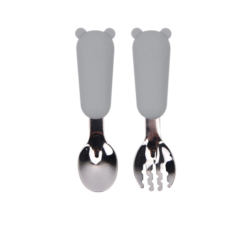 Bộ 2 Muỗng Nĩa Bằng Thép Không Gỉ Dễ Thương Cho Bé