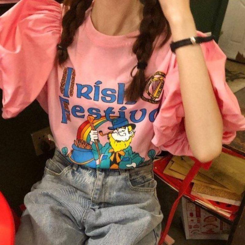 Áo phông  tay bồng Free size 40-55kg Quảng Châu