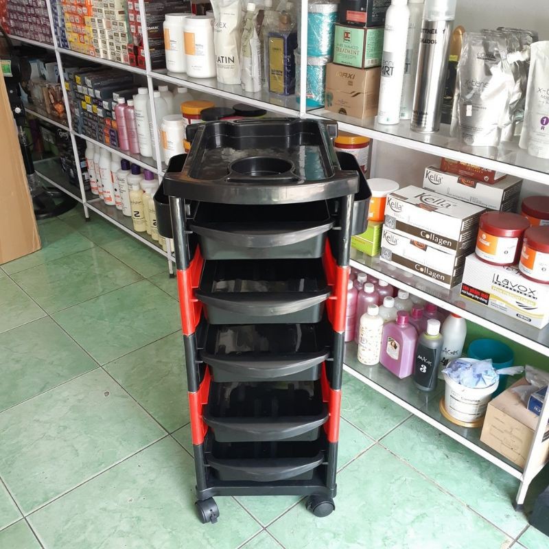 Xe đẩy đựng dụng cụ làm tóc 6 tầng có bánh xe