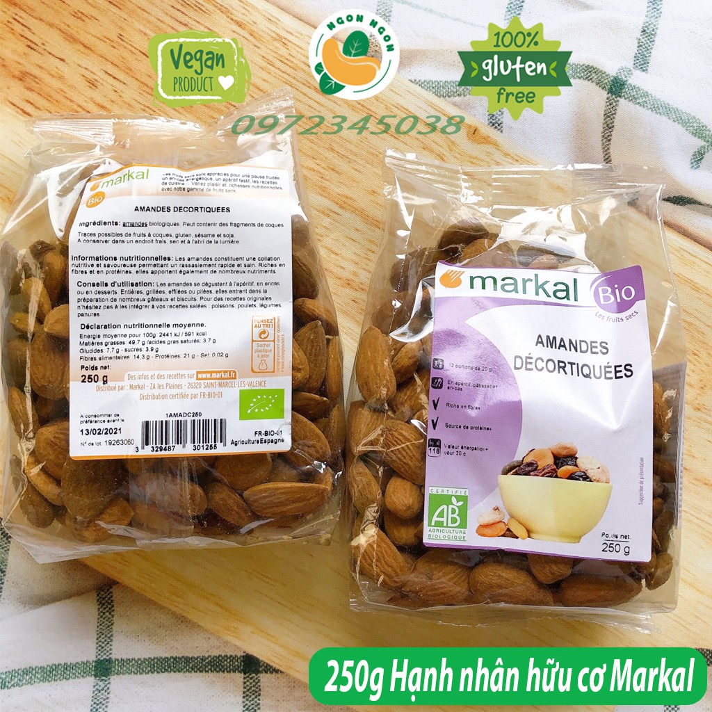 (Organic) Hạnh nhân hữu cơ cao cấp Markal 250g