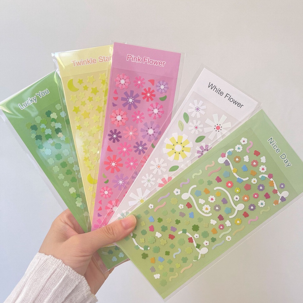 Tấm sticker giấy hoa, sao dễ thương