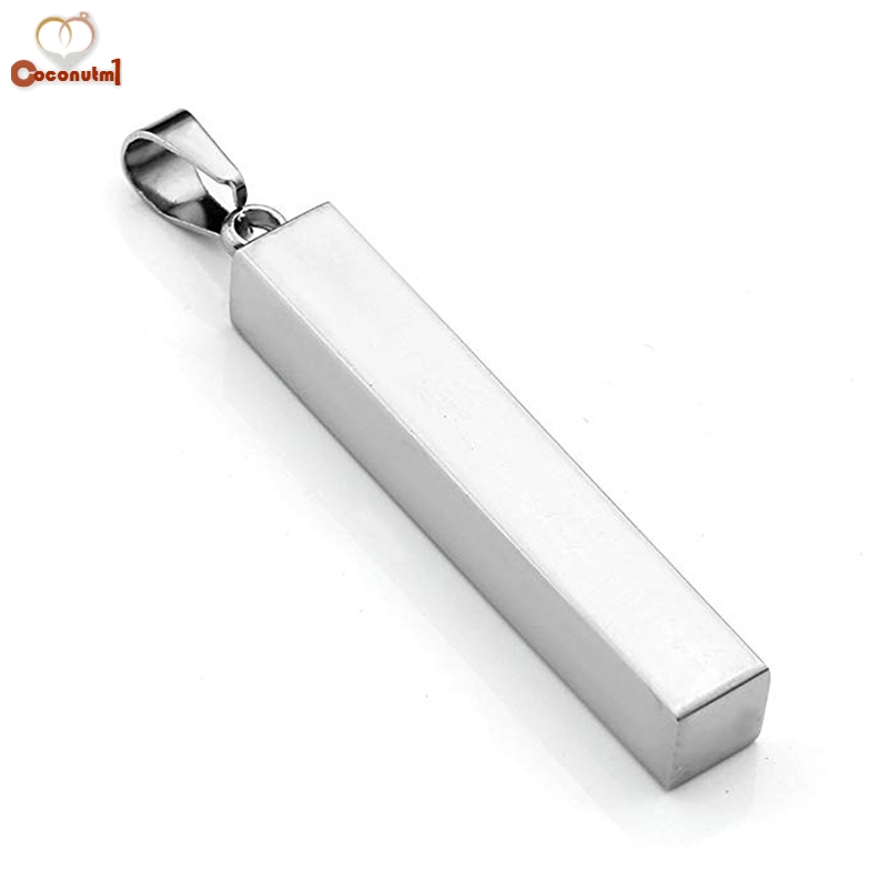 C✞ Women Men Stainless Steel Smooth Cuboid Pendant Necklace Personality