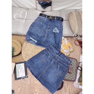 [Ảnh thật] Chân váy jean co giãn