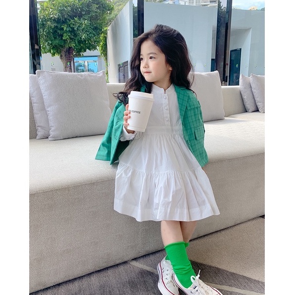 AG394 - Áo blazer kẻ sọc sz 90-140, cài cúc, thời trang hàn quốc cho bé thu đông 2022