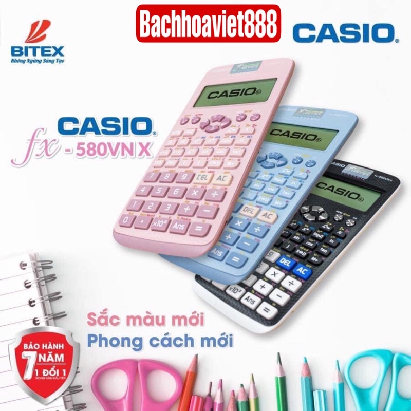 Máy tính Casio FX 580VN X xuất xứ Thái Lan, máy tính khoa học FX 580VNX cho học sinh bảo hành chính hãng 7 năm. ClassWiz