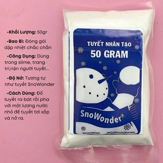 TUYẾT NHÂN TẠO siêu mịn nguyên liệu làm slime, Gói tuyết 50 gram siêu nhiều GUDETAMA 1996
