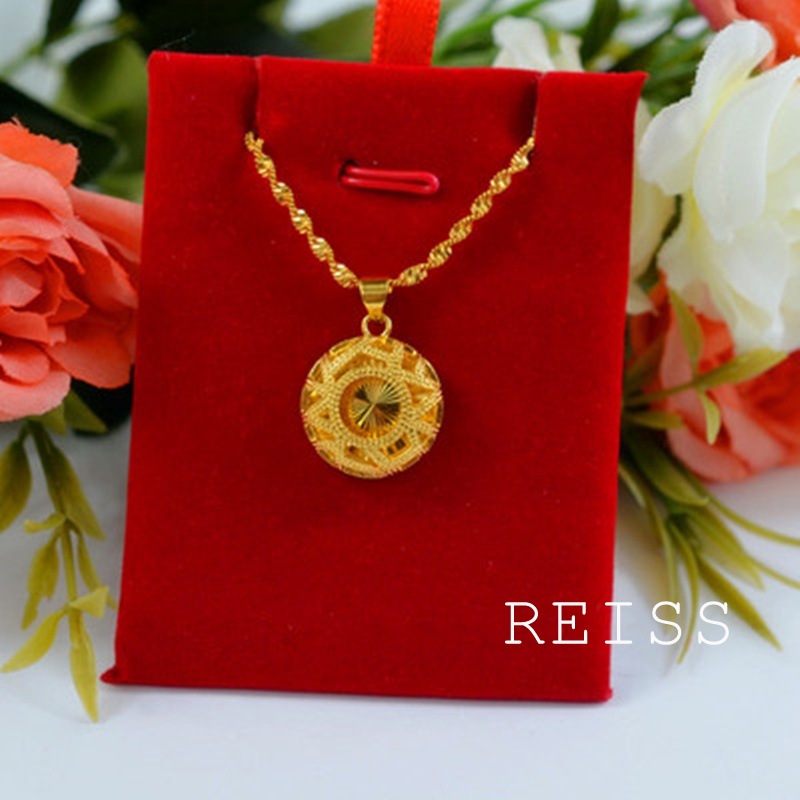 Vòng cổ Vàng 24K Mặt Hình Trái Tim Gợn Sóng 100% Chính Hãng Thời Trang Cho Nữ