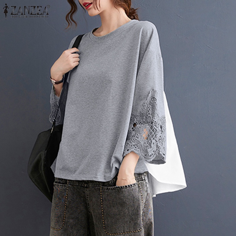 Zanzea Áo Kiểu Phối Ren Màu Tương Phản Thời Trang Cho Nữ