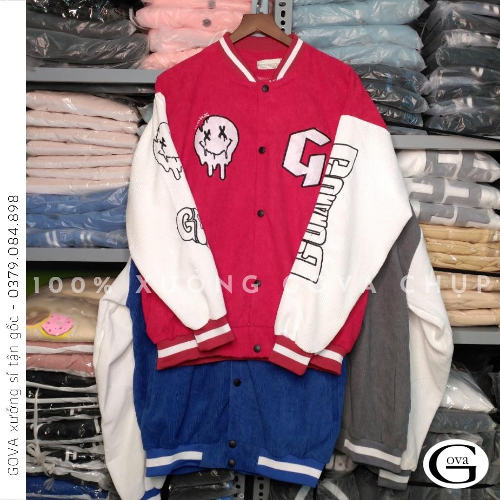 Áo Bomber Nhung Gân GONZ 1 lớp form rộng ulzzang, áo khoác Nhung nam nữ cực đẹp GOVA