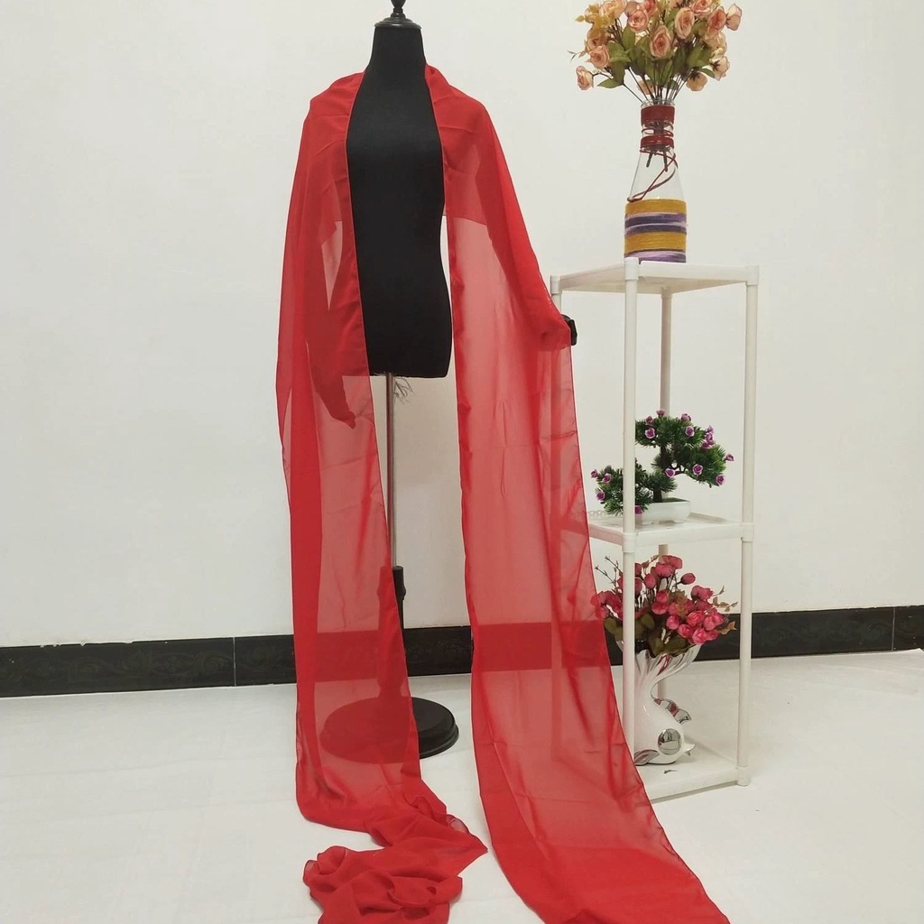 Khăn choàng Chiffon màu trắng hồng kiểu cổ điển dùng biểu diễn múa | BigBuy360 - bigbuy360.vn