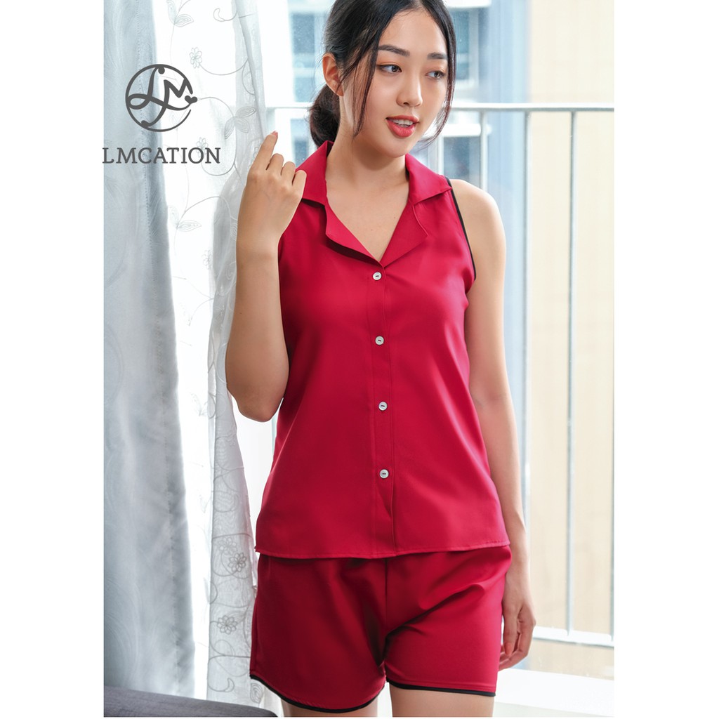Bộ Đồ Pijama Nữ LMcation Lucy - Màu Đỏ Đô
