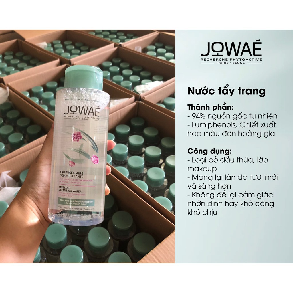 Nước Tẩy Trang Làm Sạch Da Không Gây Nhờn Dính Jowaé 400ml