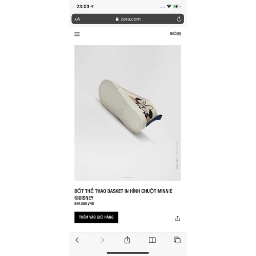 Giày Sneakers Bé Gái Minnie Bi Đen ZR