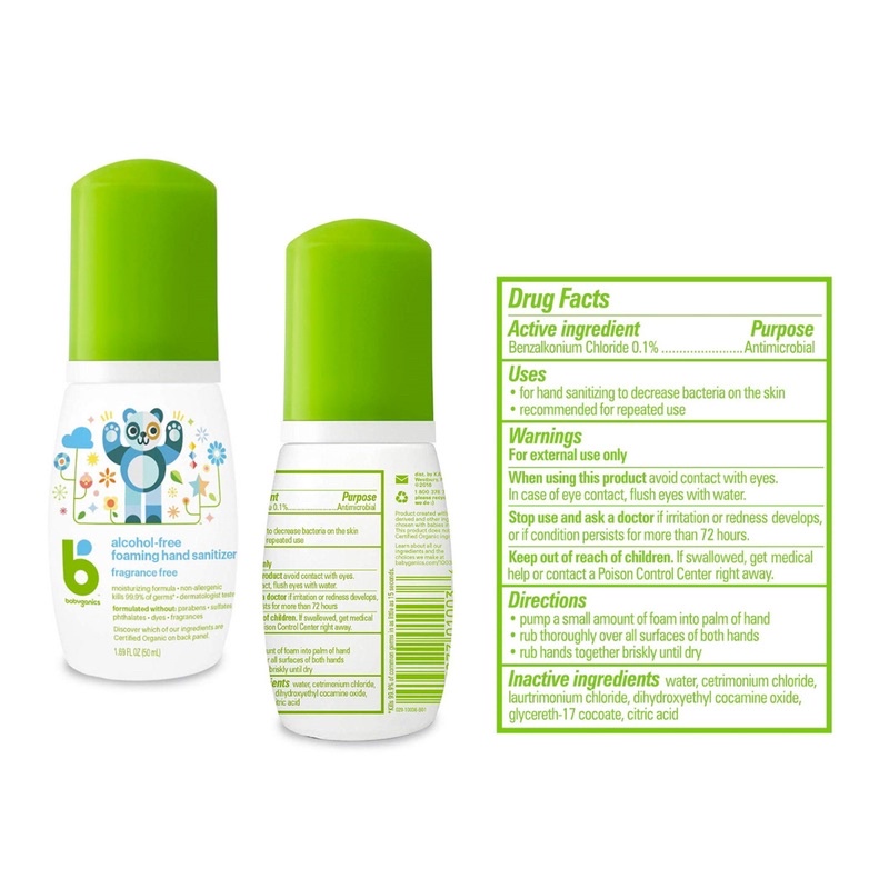 Nước rửa tay khô Babyganics 50ml an toàn, tiện lợi, nhỏ gọn cho bé