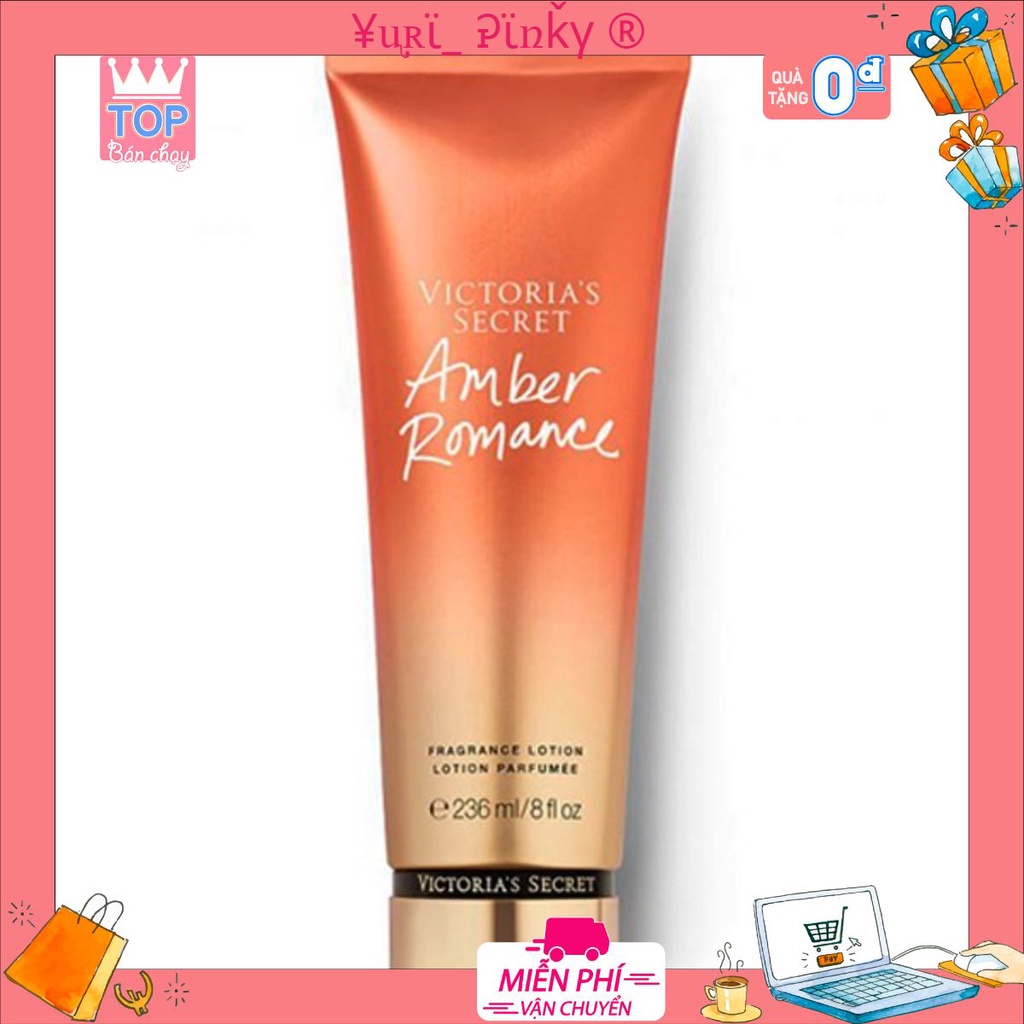 [¥ᶙʀϊ_ Ꭾϊռǩγ]  Dưỡng thể nước hoa Victoria Secret Amber Romance Fragrance Lotion 236ml