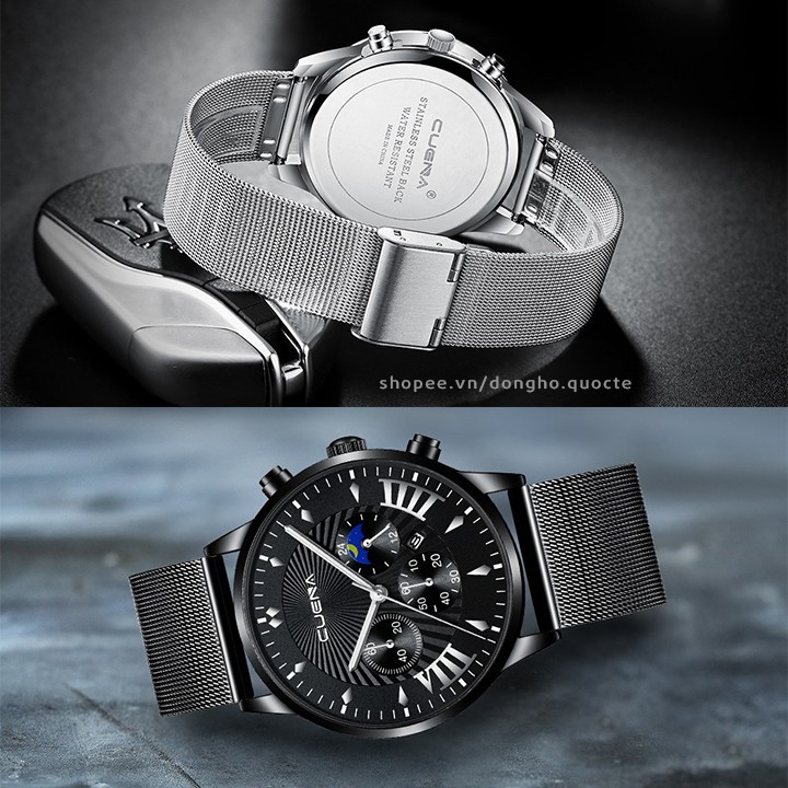 Đồng hồ nam CUENA CNA007 doanh nhân thời thượng sắc nét dây thép lụa trẻ trung - MS35 | BigBuy360 - bigbuy360.vn