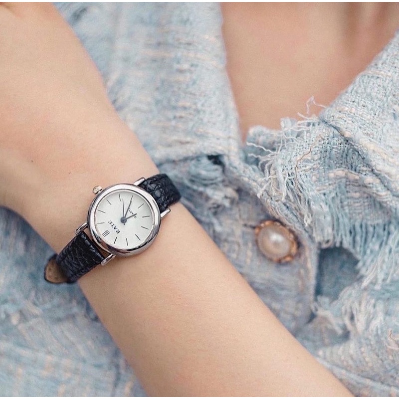 Đồng hồ nữ Rate mặt tròn dây da mềm mang êm tay kiểu dáng Vintage thời trang DHT1 LOUSMORE