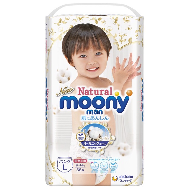 Tã dán và quần Moony Natural cao cấp S58/ M46/ L36/ XL32