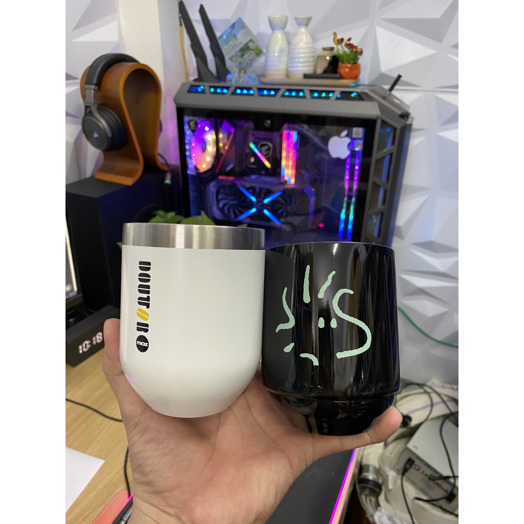 LY GIỮ NHIỆT, LY CÁCH NHIỆT INNOX 2 LỚP NỘI ĐỊA NHẬT CHỮ U NHIỀU MÀU, 300ML UỐNG TRÀ, CAFE KHÔNG NÓNG