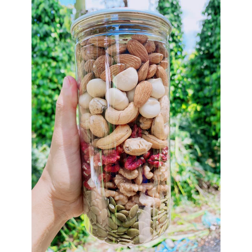 (500g) Mix 6 loại hạt dinh dưỡng cao cấp (Hạt macca, óc chó đỏ/vàng, hạnh nhân,hạt điều,hạt bí) ăn kiêng, giảm cân