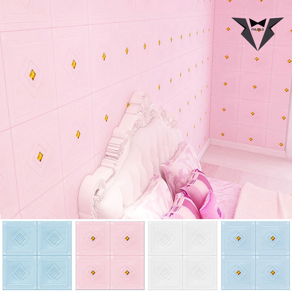 Fhloilo 3D Stereo Wall Sticker Self- Decor Panel