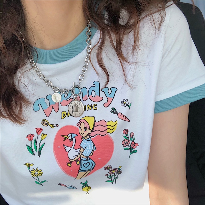 Áo thun croptop nữ Wendy mùa hè hình in